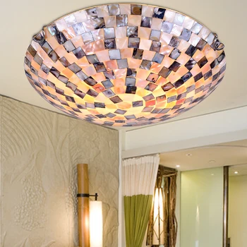 12 cali Tiffany Śródziemnomorski styl naturalny obudowa sufitowa żyrandol lampka nocna stojąca bar domowe oświetlenie