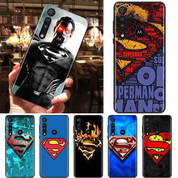 DC Superbohater Superman Logo Czarny Etui Do Telefonu Motorola Moto G8 G9 E20 E7 E6 One Marco Hyper Fusion Power Edge Plus Etui