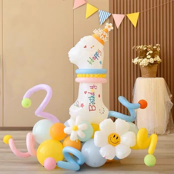 30 Cali Biały Urodziny 0-9 Figurki Z Folii Aluminiowej Balony Zestaw Dla Chłopców I Dziewcząt Dla Dzieci Prysznic Wieczorne Lateksowe Ozdoby Do Balonów