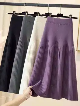 North Yong Ni nowy z dzianiny szkielet kobiecy kolorze vintage modne odpowiedź spódnica damska z dzianiny miękka koreański modne ubrania Mouye