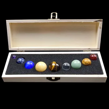 9 szt./kpl. Naturalny Kryształ Okrągły Piłka Kolekcja Minerałów Kamienie do Dekoracji wnętrz Maskotka Pudełko Słoneczny Układ Planetarny Astronomiczna