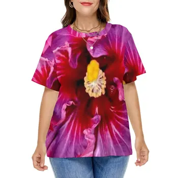 Różowy t-shirt z Kwiatowym Nadrukiem, Klasyczny t-Shirt z Wrzosowiskiem i Гибискусом, t-Shirt w stylu hip-hop z Krótkim Rękawem, Duże Rozmiary 7XL 8XL, stroje Kąpielowe, Prezent