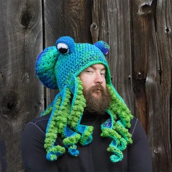 Zimowa Dziana Czapka Hanxi Octopus Hat dla Kobiet i Mężczyzn, Śmieszne Wełniane Czapki w stylu hip-hop